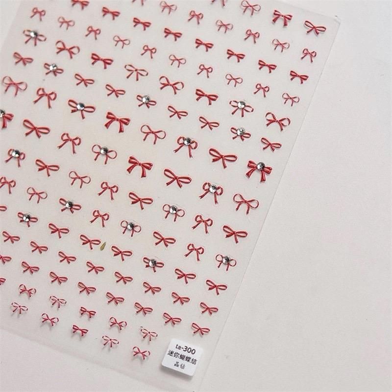 Sticker 5D Lụa Nổi Hình 300 Nơ Đỏ Đính Đá Khảm Đá TL054 Trang Trí Móng Tay Chân Làm Nail Siêu Tiện Lợi Dịp Lễ Tết Women Nữ