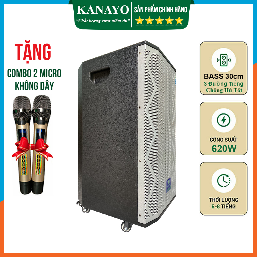 Loa Kéo Karaoke Kanayo K-650 Công Suất Lớn 650W 3 Đường Tiếng | Hàng chính hãng sản suất tại Việt Nam