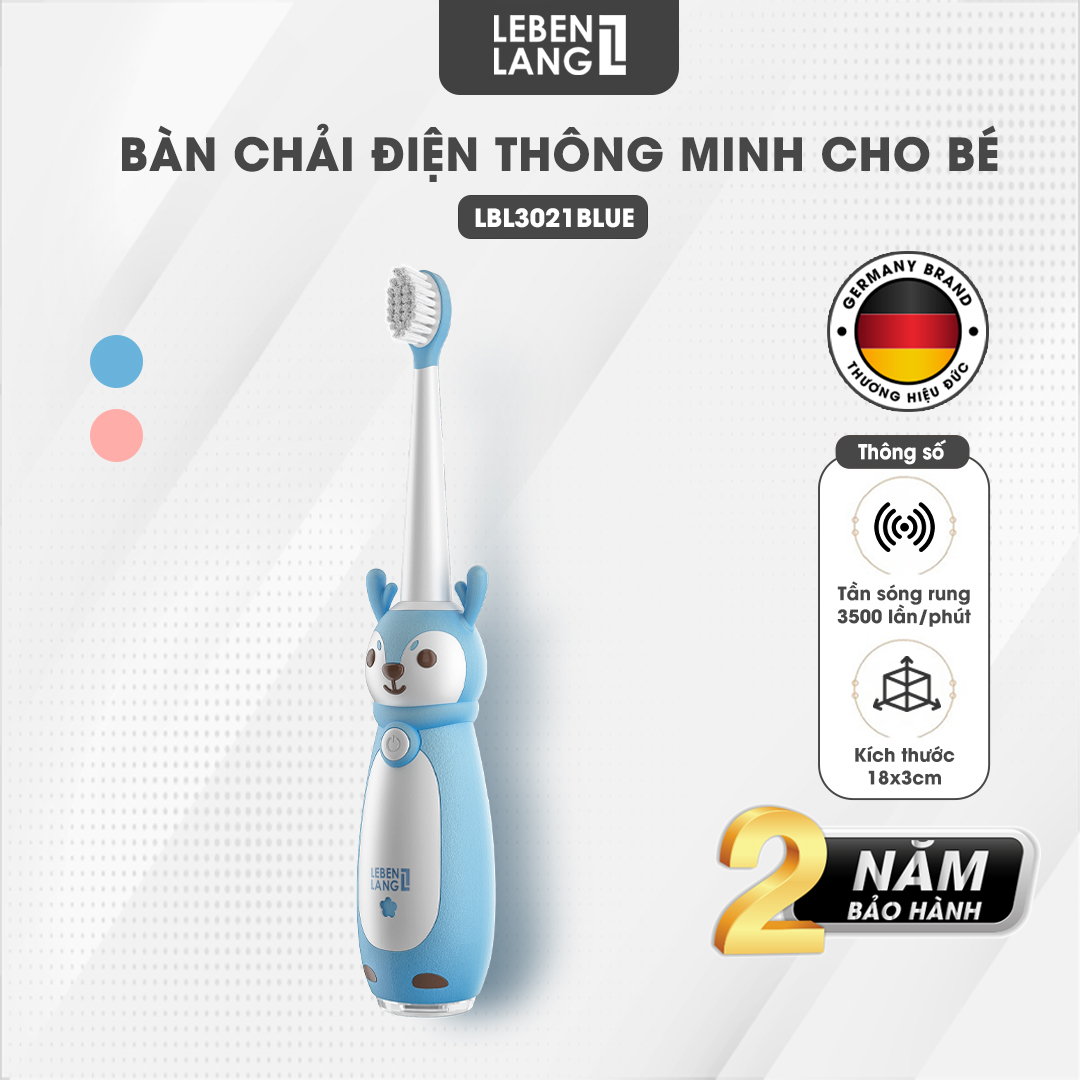 Bàn chải điện thông minh cho bé Lebenlang LBL3021,thiết kế đáng yêu, chống thấm nước IPX7, 3 chế độ, bảo hành 2 năm - hàng chính hãng