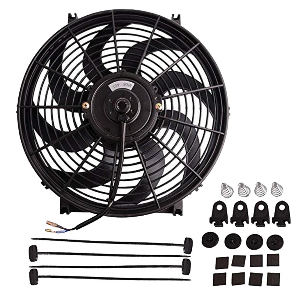 Universal 14" Curved Electric Engine Radiator Cooling Fan with Mounting Kits