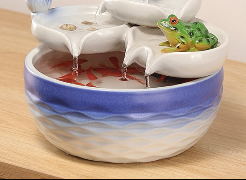 Thác Nước Phong Thủy Bạch Liên Vũ Oa_ Hàng chính hãng