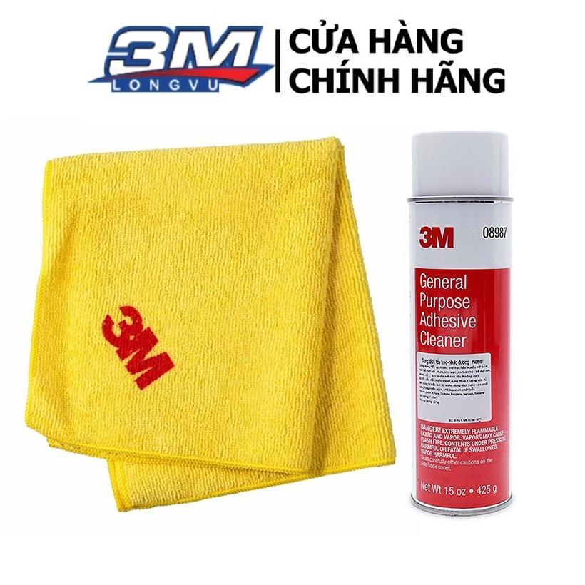 Combo Dung dịch tẩy keo, nhựa đường 3M 08987 425g + Khăn lau xe hơi chuyên dụng 3M 50400 - 3M Long Vu