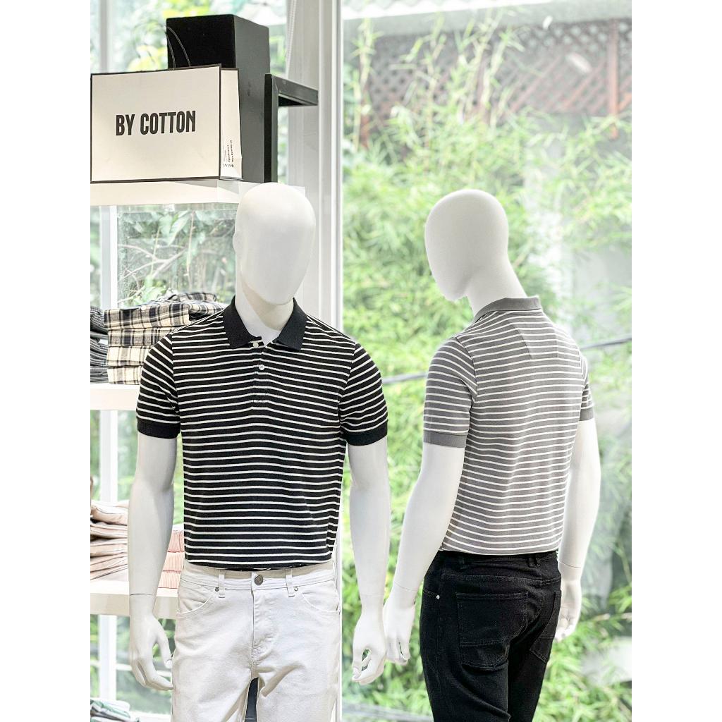 Áo Polo Nam Cao Cấp Có Cổ BY COTTON Grey Stripes Nam Tính, Thanh Lịch, Sang Trọng, Trẻ Trung