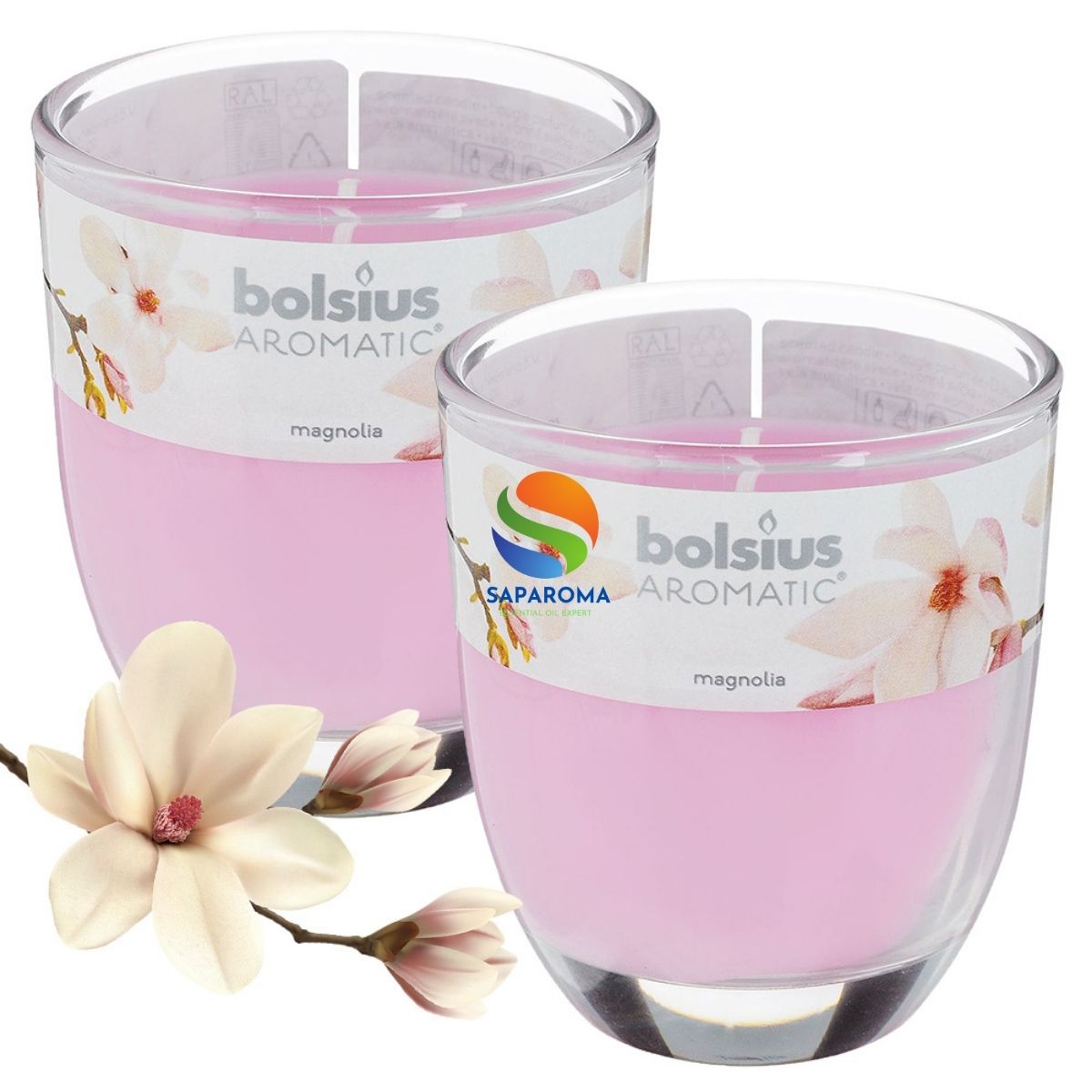 Combo 2 ly nến thơm tinh dầu Bolsius Magnolia 105g - hoa mộc lan, nến trang trí, thơm phòng, thư giãn, Hỗ trợ khử mùi