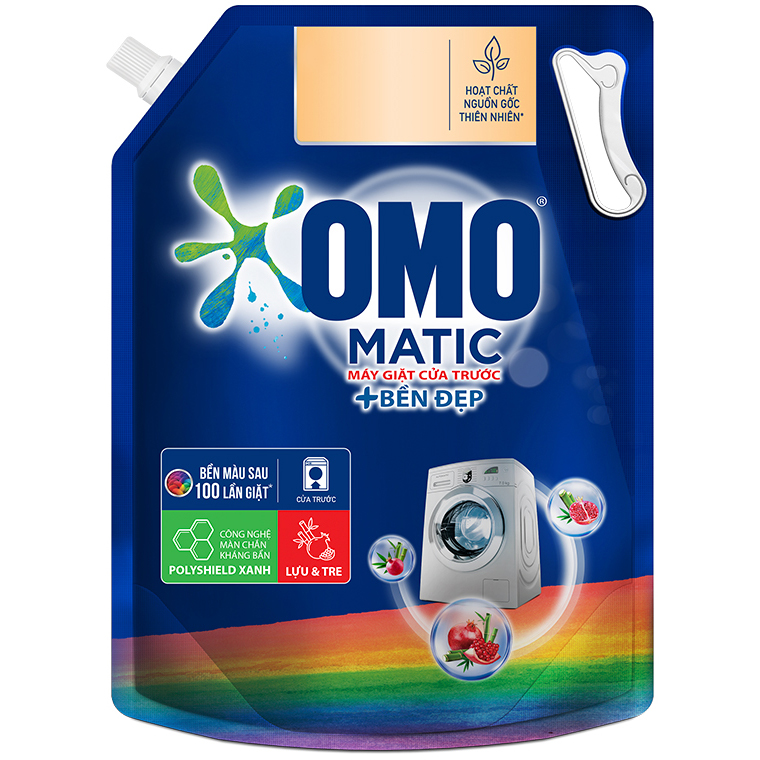 Nước giặt Túi 3.7kg OMO Matic Cho máy giặt cửa trước Cửa Trước Bền Màu Bền màu tinh chất Lựu Tre