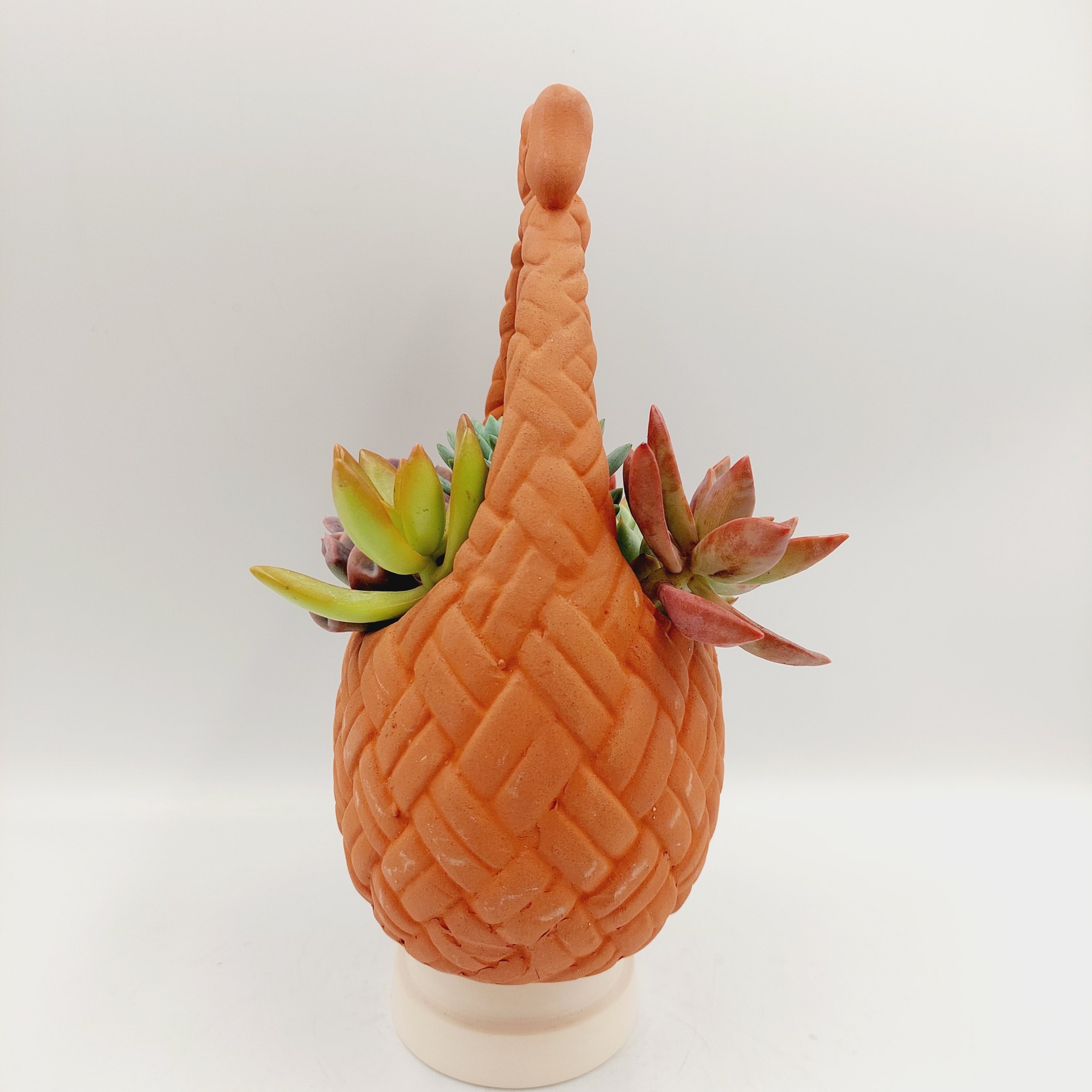 Chậu đất nung, chậu sen đá -Giỏ nơ, miệng chậu , chiều cao 20cm