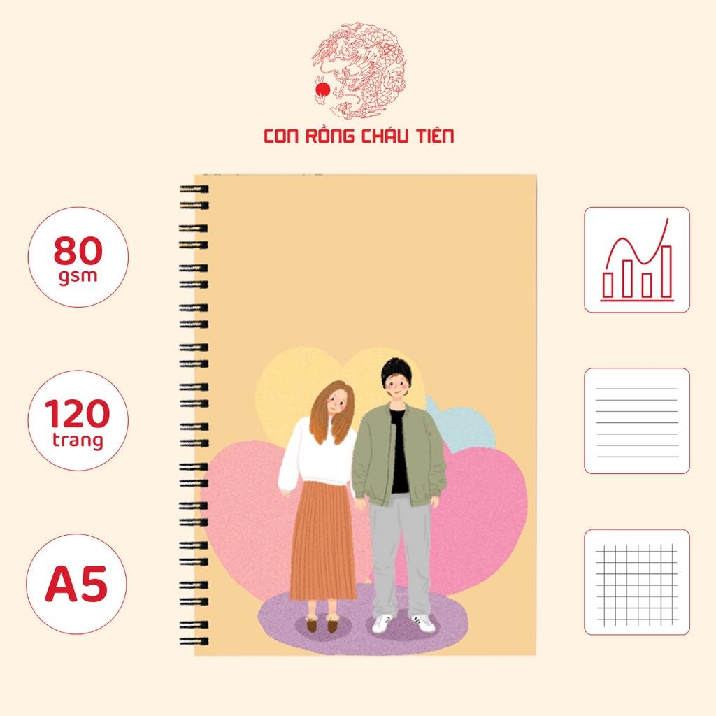 Sổ tay ghi chép A5 hình Couple 120 trang chất lượng cao, không gây mỏi mắt - Giấy Vở Con Rồng
