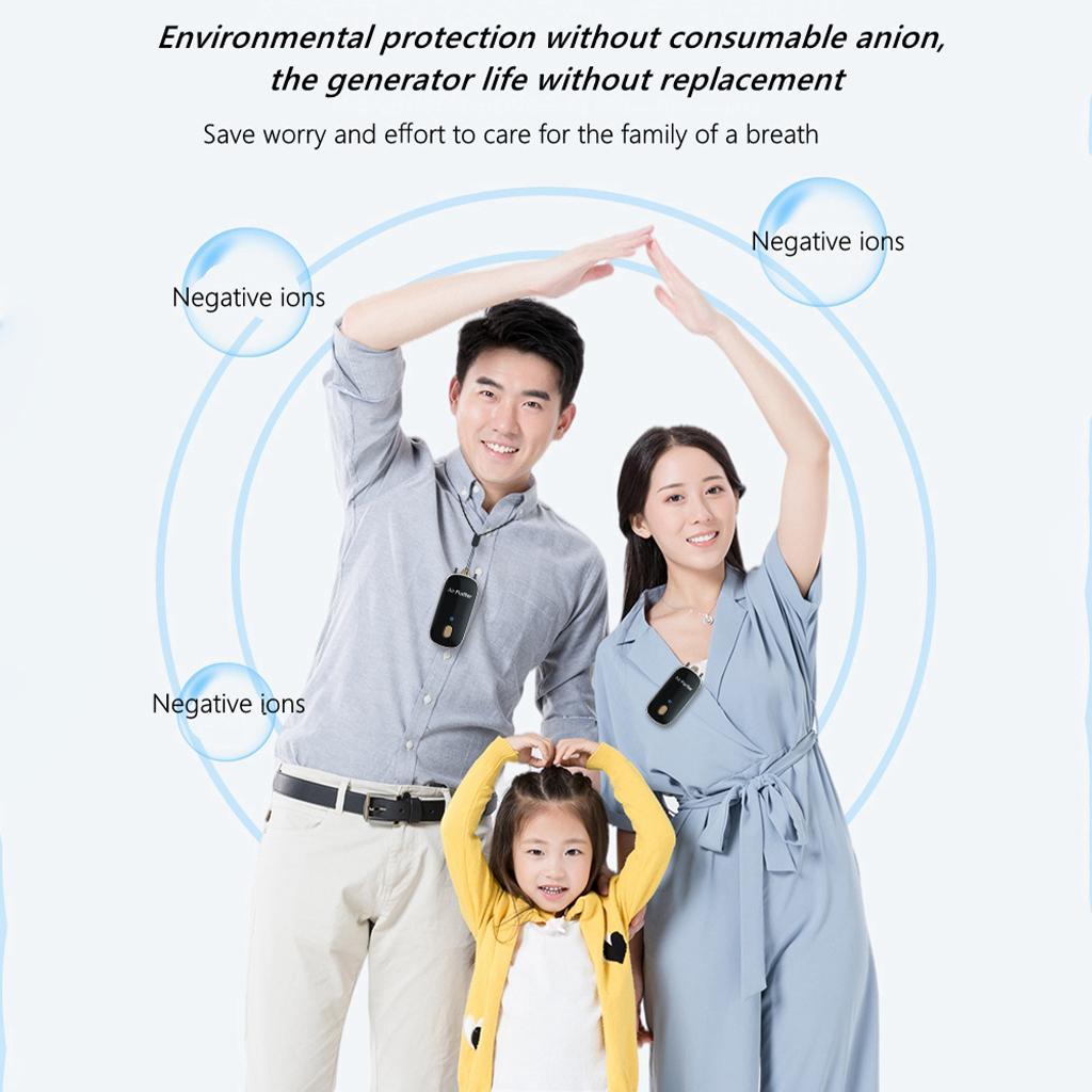 2X Portable Personal Necklace Air Purifier Wearable Freshener Air Cleaner White