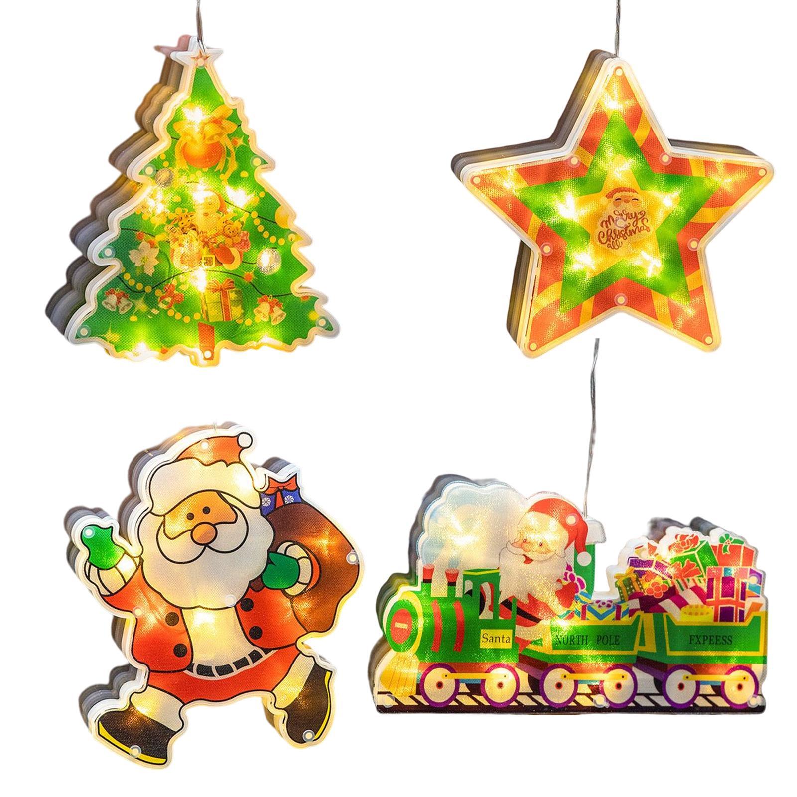 4Pcs Lighted Christmas Window Decorations Christmas Decoration with Suction Cup