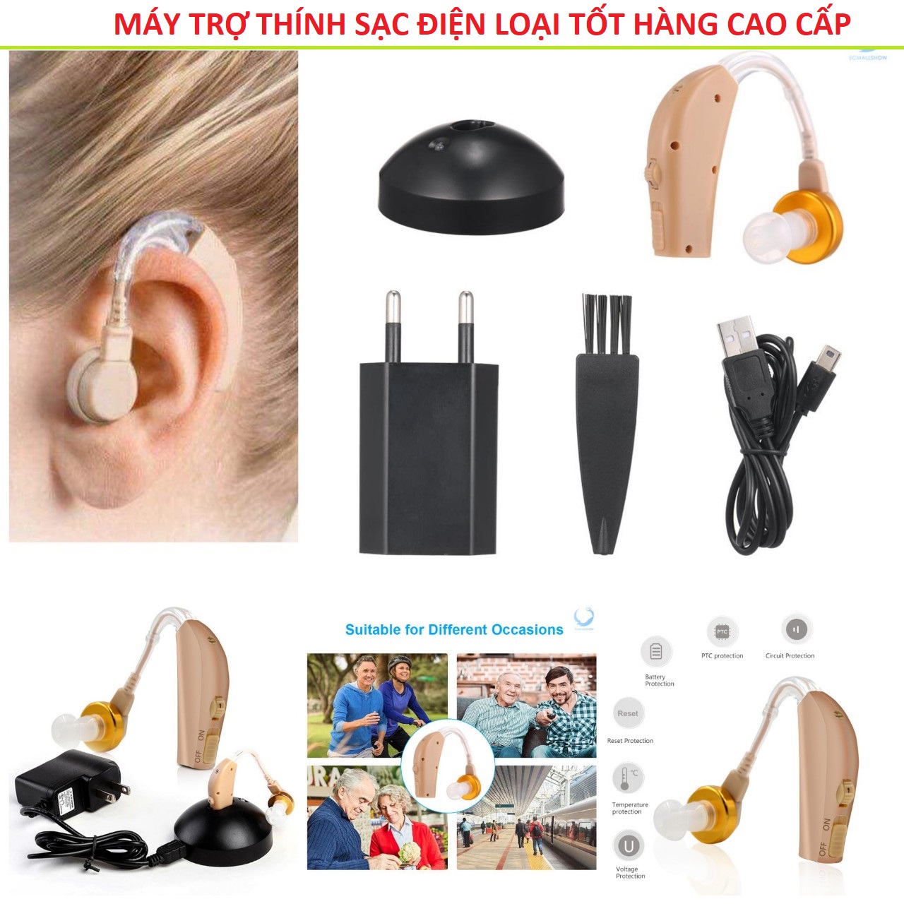 Tai nghe máy trợ thính không dây có sạc điện mẫu mới siêu êm âm thanh to rõ loại tốt hàng cao câp