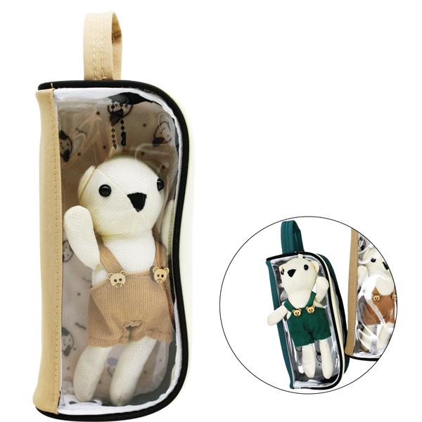 Bóp Viết Trong Suốt Kèm Gấu Xinh - Shunde 9110 - Màu Nâu