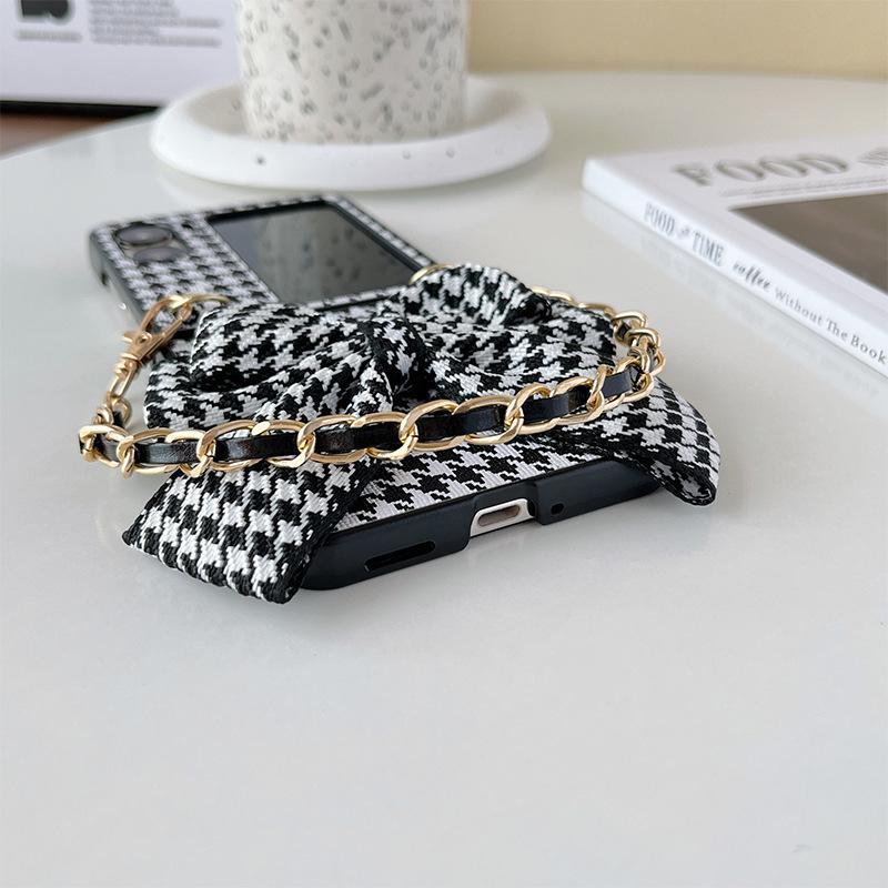 Ốp Lưng Họa Tiết Houndstooth Cho Oppo FIND N2 FLIP Kèm Dây Cầm Tay Sang Chảnh - BUM STORE GALAXY CASE