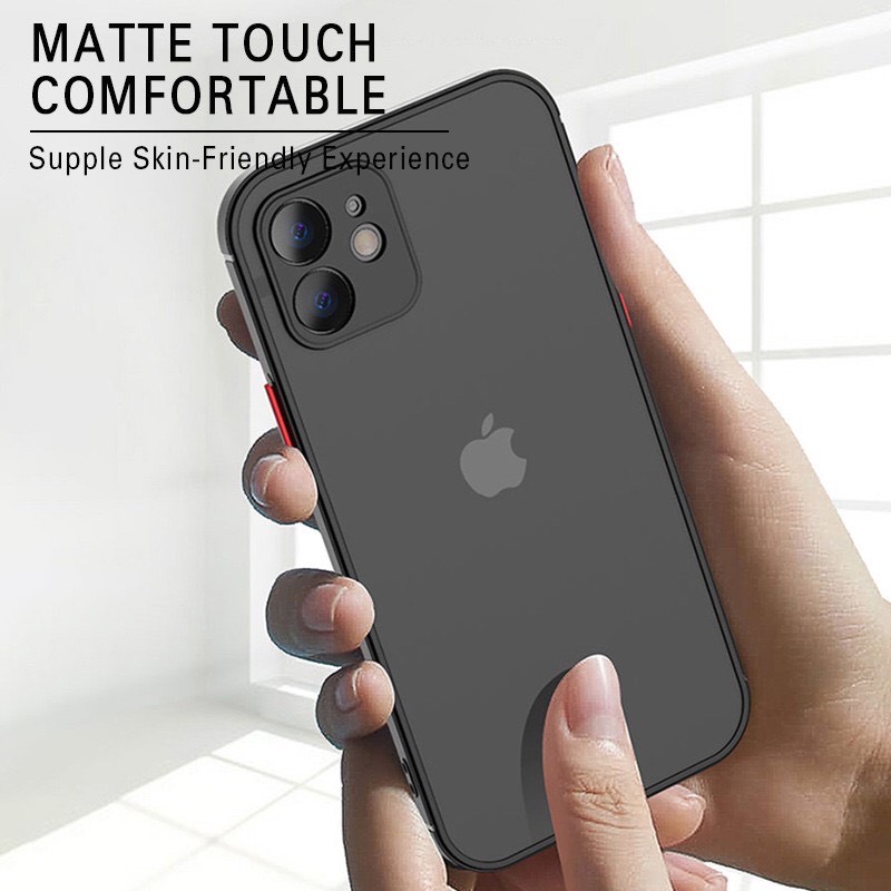 Ốp Điện Thoại Nhám Trong Mờ Chống Sốc Có Nút Cho Iphone 13 promax, 12 promax, 11 promax, xsmax, 7plus, 6plus_B059