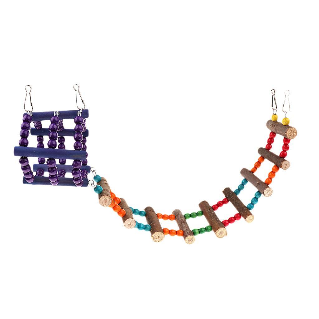 Colorful Hanging Climb Toy Parrot Hamster Wooden Ladder Swing Bridge