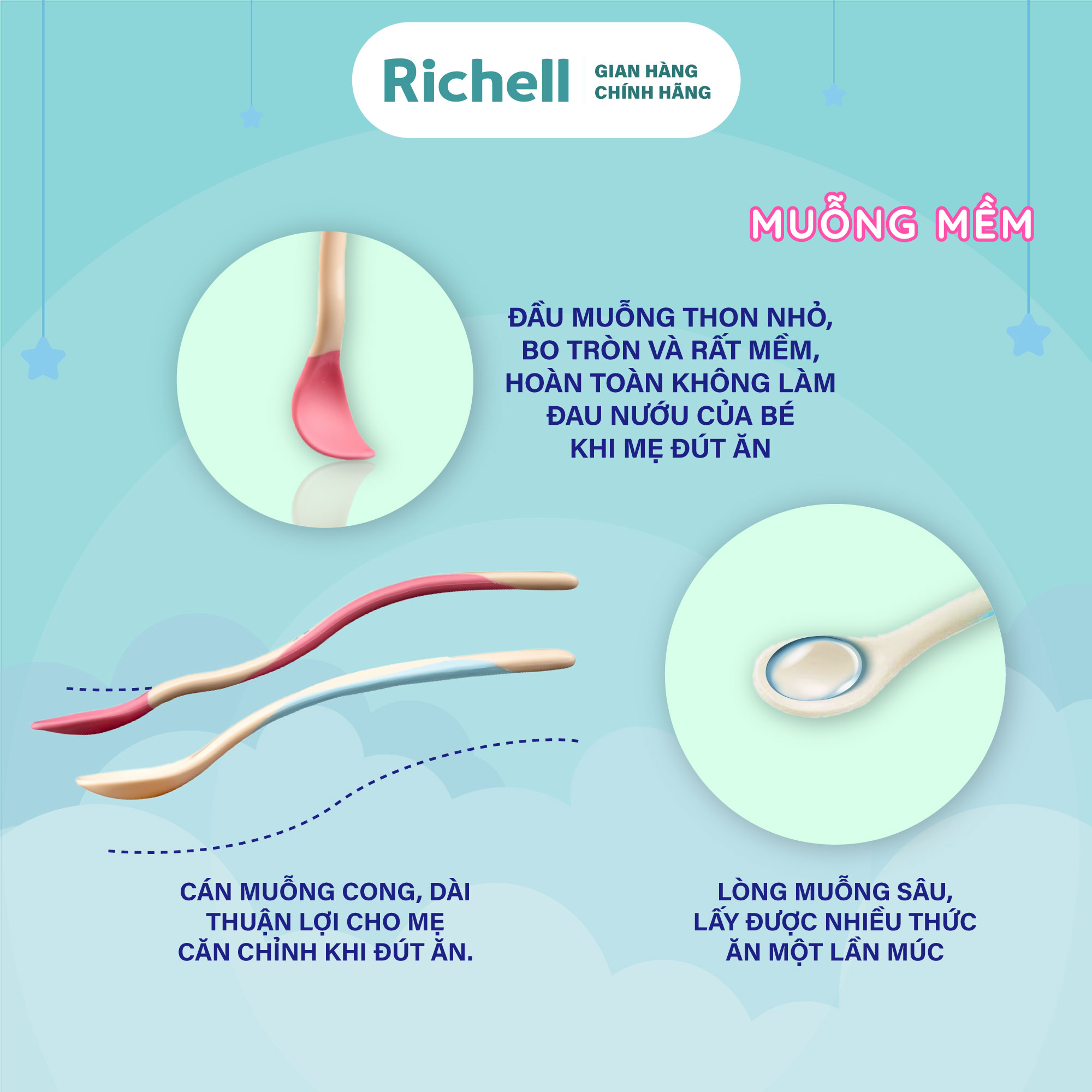 Bộ muỗng mềm và muỗng nhựa Richell Nhật Bản | Baby