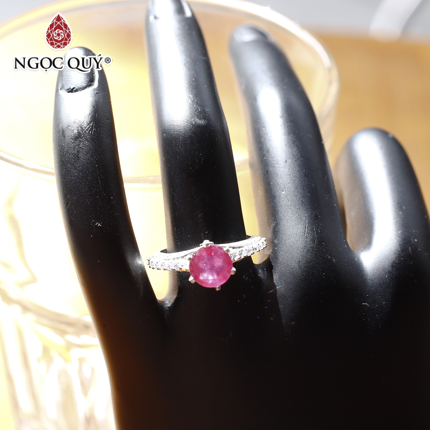 Nhẫn bạc nữ đá ruby mệnh hỏa, thổ - Ngọc Quý Gemstones