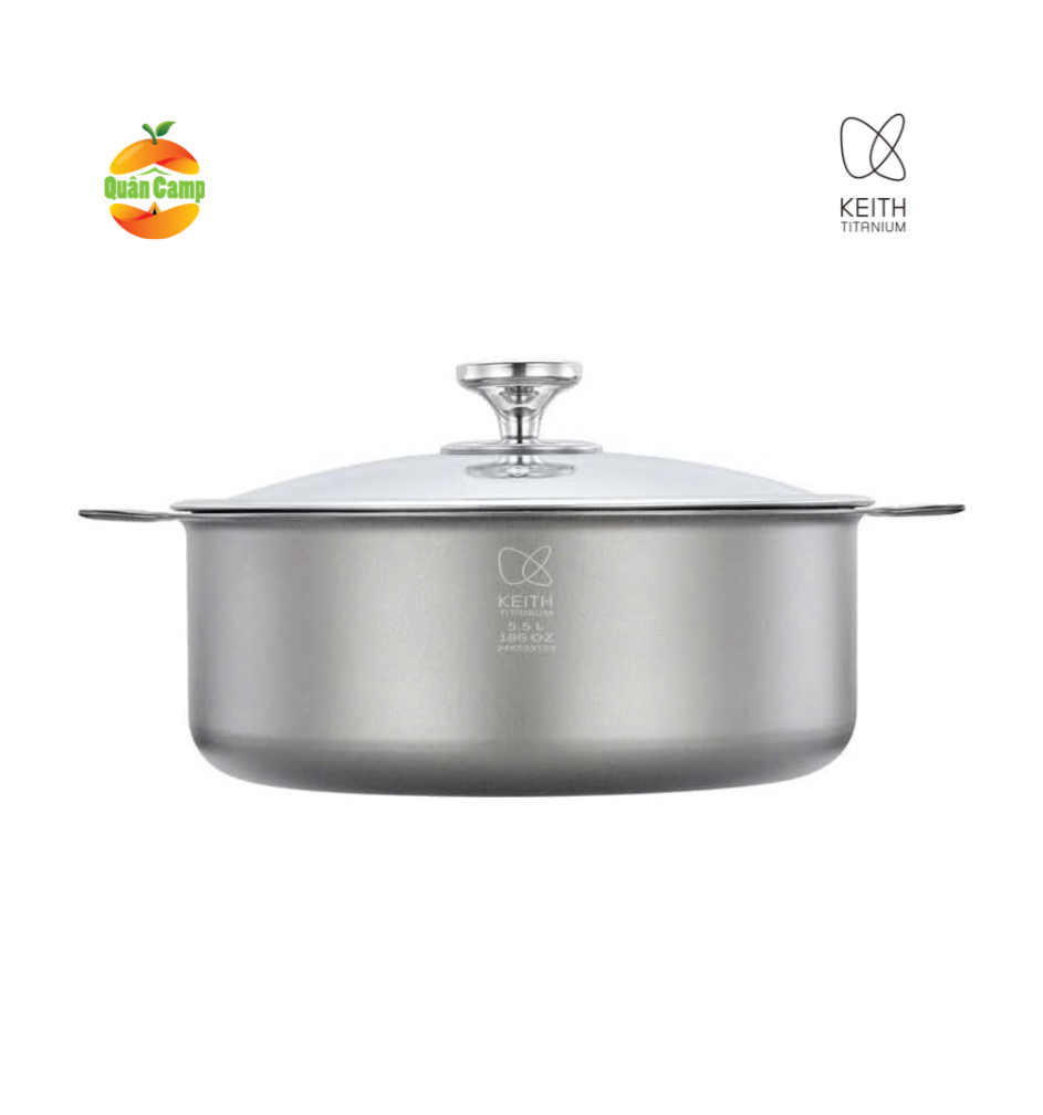 Nồi titanium nắp thuỷ tinh KEITH Titanium Ti8125 - 5500ml