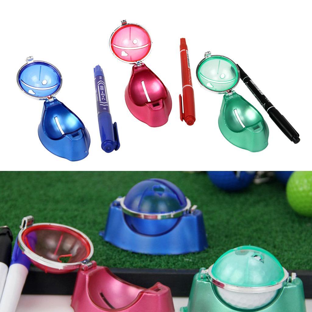 Golf Ball Liner Marker Putting Drawing Alignment Tool with Pen Pink