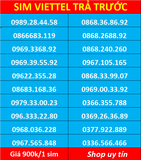 Sim viettel số đẹp - Hàng chính hãng