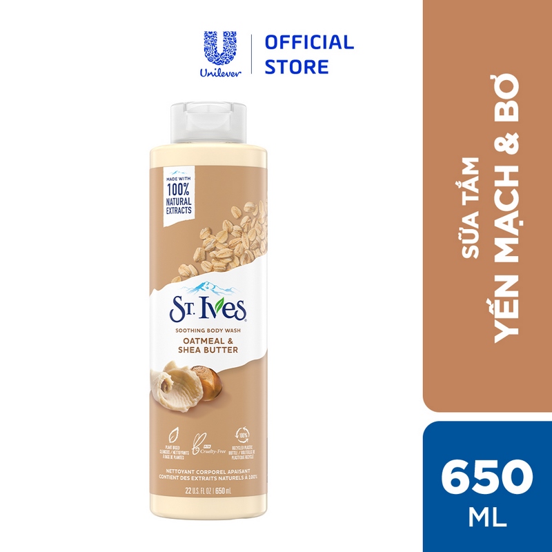 Combo Sữa tắm St.ives Yến mạch và bơ 650ml và Sữa dưỡng thể St.Ives Yến mạch và bơ 621ml