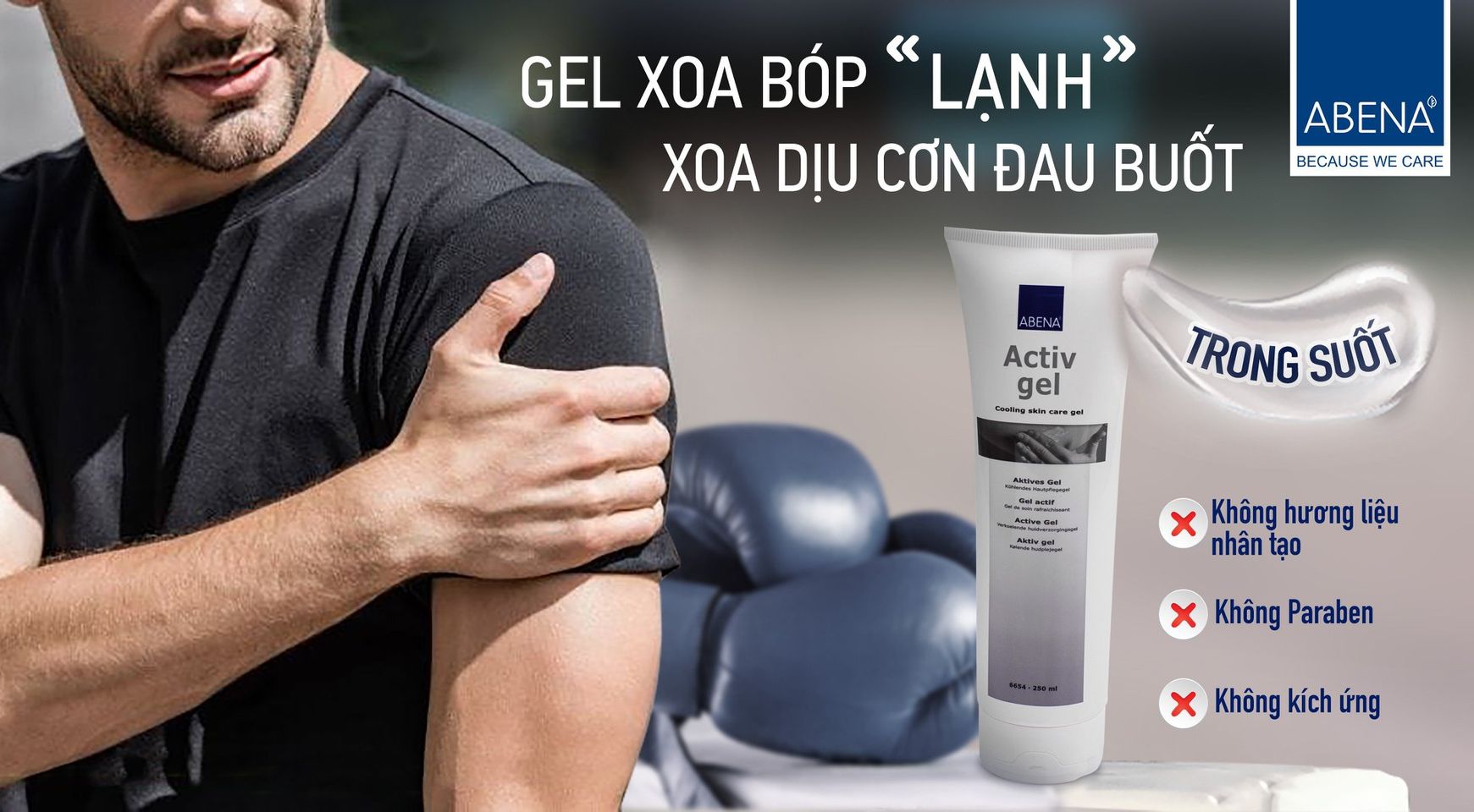 Gel xoa bóp lạnh giảm đau cơ Abena ActivGel - Nhập khẩu Đan Mạch