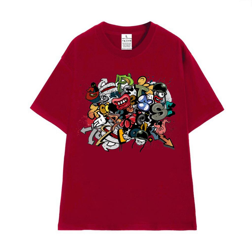 Cao cấp - Áo thun tay lỡ unisex áo phông nam nữ oversize hình Graffiti cá tính - BND15