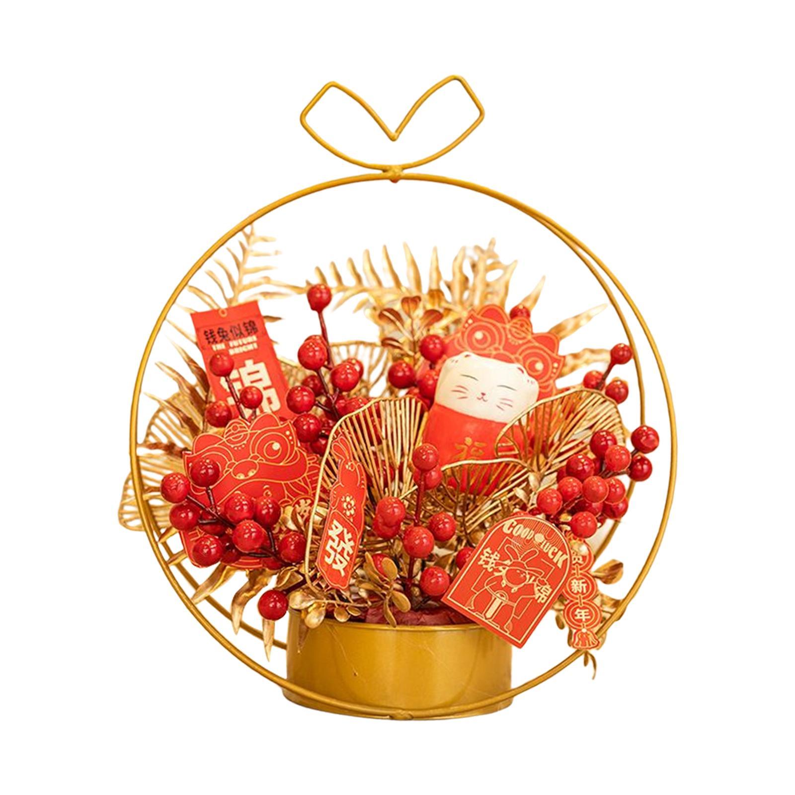 Chinese Flower Iron Basket New Year Ornament Wedding Party Gift Accessory