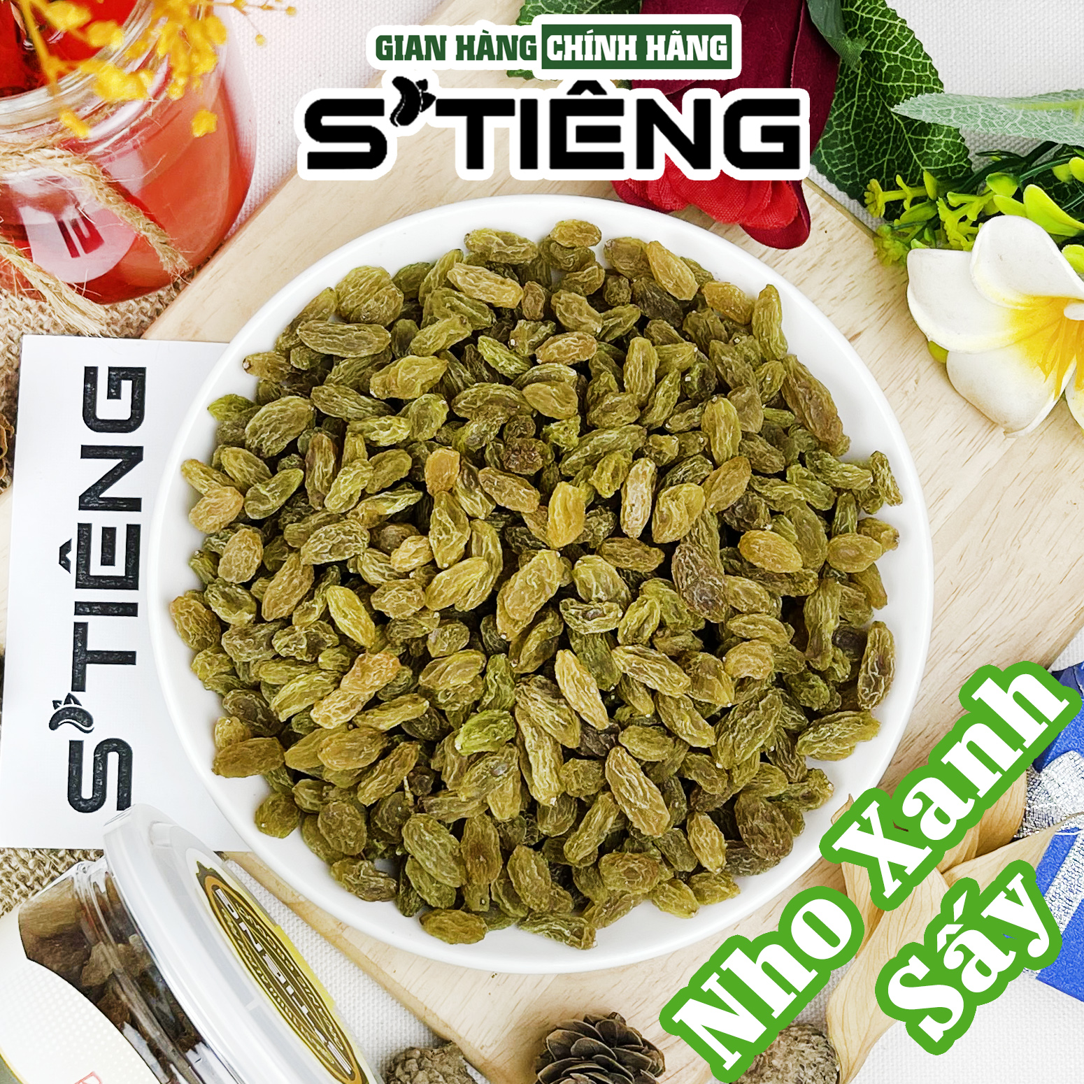 500Gr Nho Xanh Sấy Không Đường S'TIÊNG Ngon Ngọt