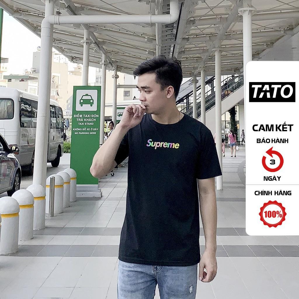 Áo thun unisex In hiệu ứng Hologram chữ Supreme Bản Limited Phản Quang 7Màu Áo phông cotton cổ tròn nam nữ TATO_OFFICIAL