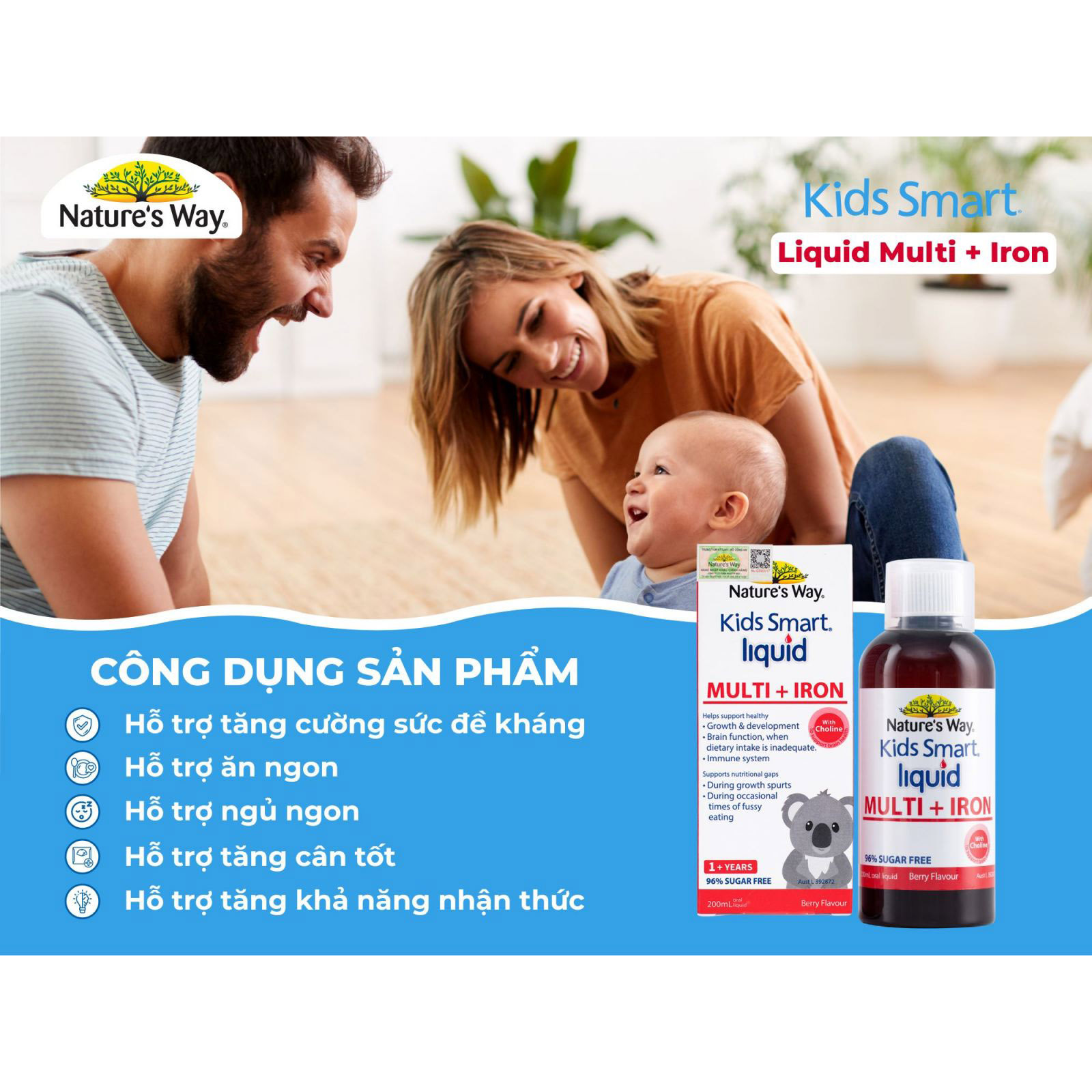 Nature's Way Kids Smart LIQUID MULTI +IRON - SIRO Bổ Sung Sắt Tổng Hợp Cho Trẻ Em (200ml)