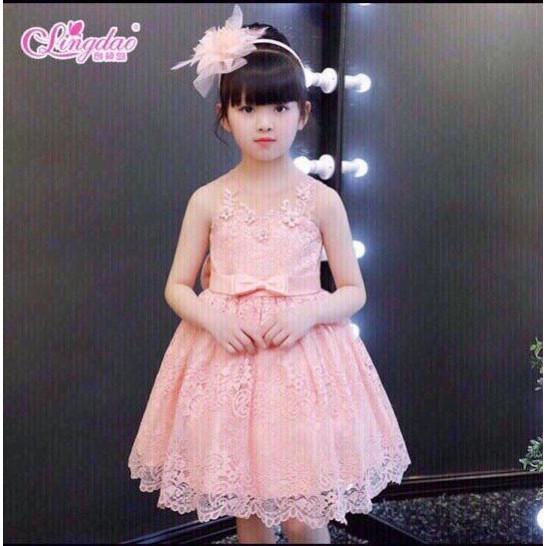 ĐẦM REN BÉ GÁI ĐÍNH NƠ