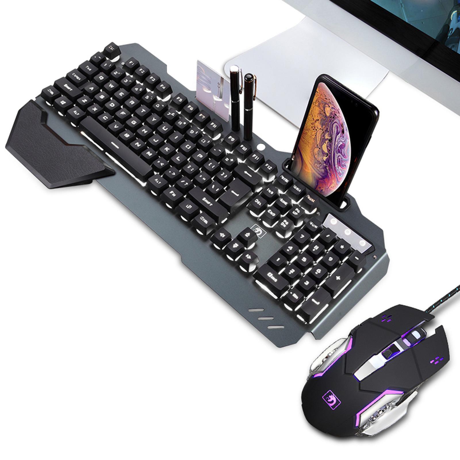 Gamer Wired Keyboard Mouse Set Rainbow Backlit for Computer