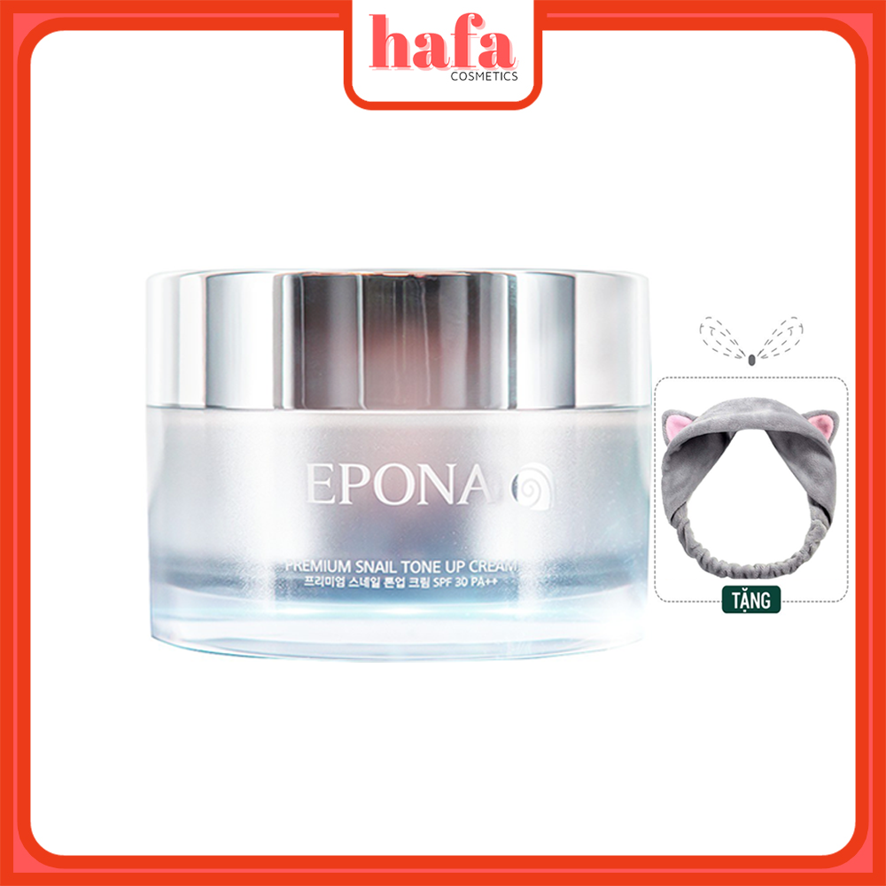 Kem Dưỡng Trắng, Nâng Tone Mỏng Nhẹ, Tự Nhiên Epona Premium Snail Tone Up Cream SPF30 PA++ 50ml + Tặng Kèm 1 Băng Đô Tai Mèo (Màu Ngẫu Nhiên)