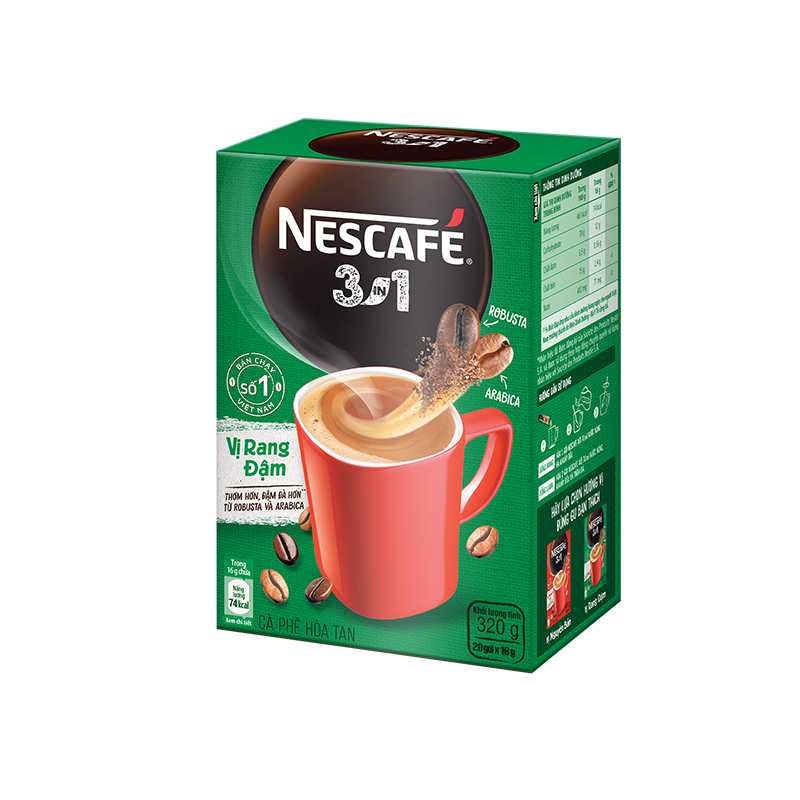 [Tặng Bộ bình ly Lumiarc 750ml & 200ml NESCAFE] Combo 4 Hộp NESCAFÉ 3IN1 Công thức cải tiến - VỊ RANG ĐẬM Hộp 20 gói