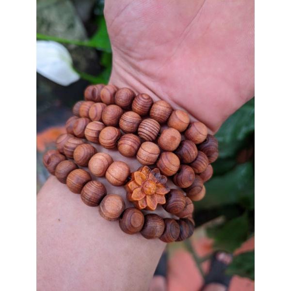Chuỗi hạt gỗ thơm ngọc am 108 charm mix hoa sen vòng lắc tay nam loại 8 ly