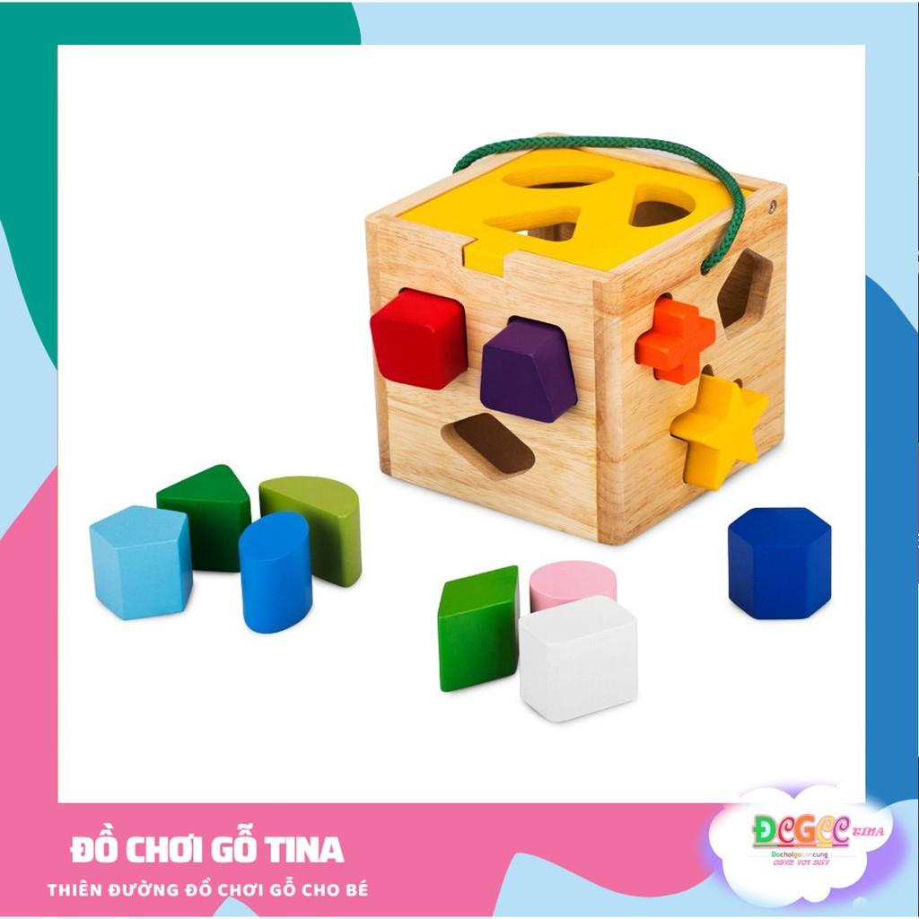 Hộp thả hình khối Winwintoys đồ chơi gỗ giáo dục học hình học đồ chơi gỗ rèn luyện kĩ năng -đồ chơi gỗ TINA