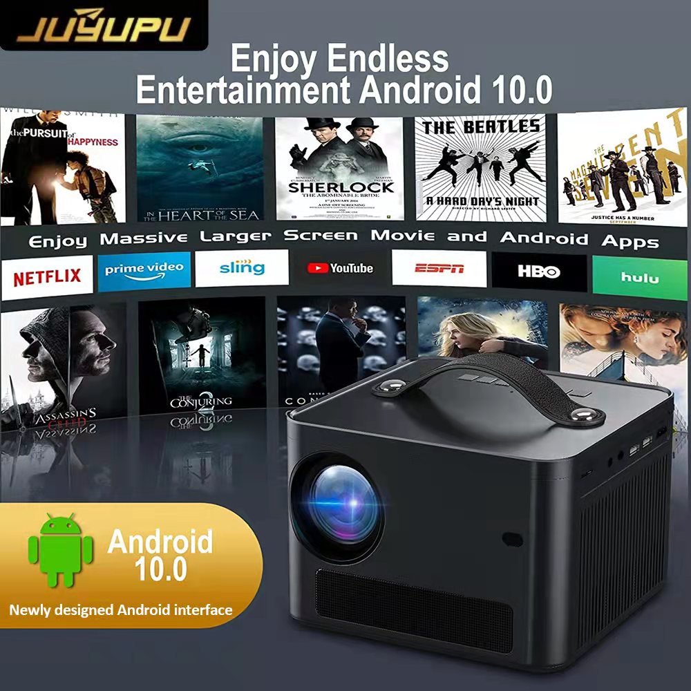 Máy chiếu 4K JUYUPU G01 Full HD 1080P hình ảnh video chân thực 4K độ sáng 9500 Lumens 32GB hệ điều hành Android 10.0 kết nối bluetooth Wifi 5G với laptop điện thoại loa-Hàng chính hãng