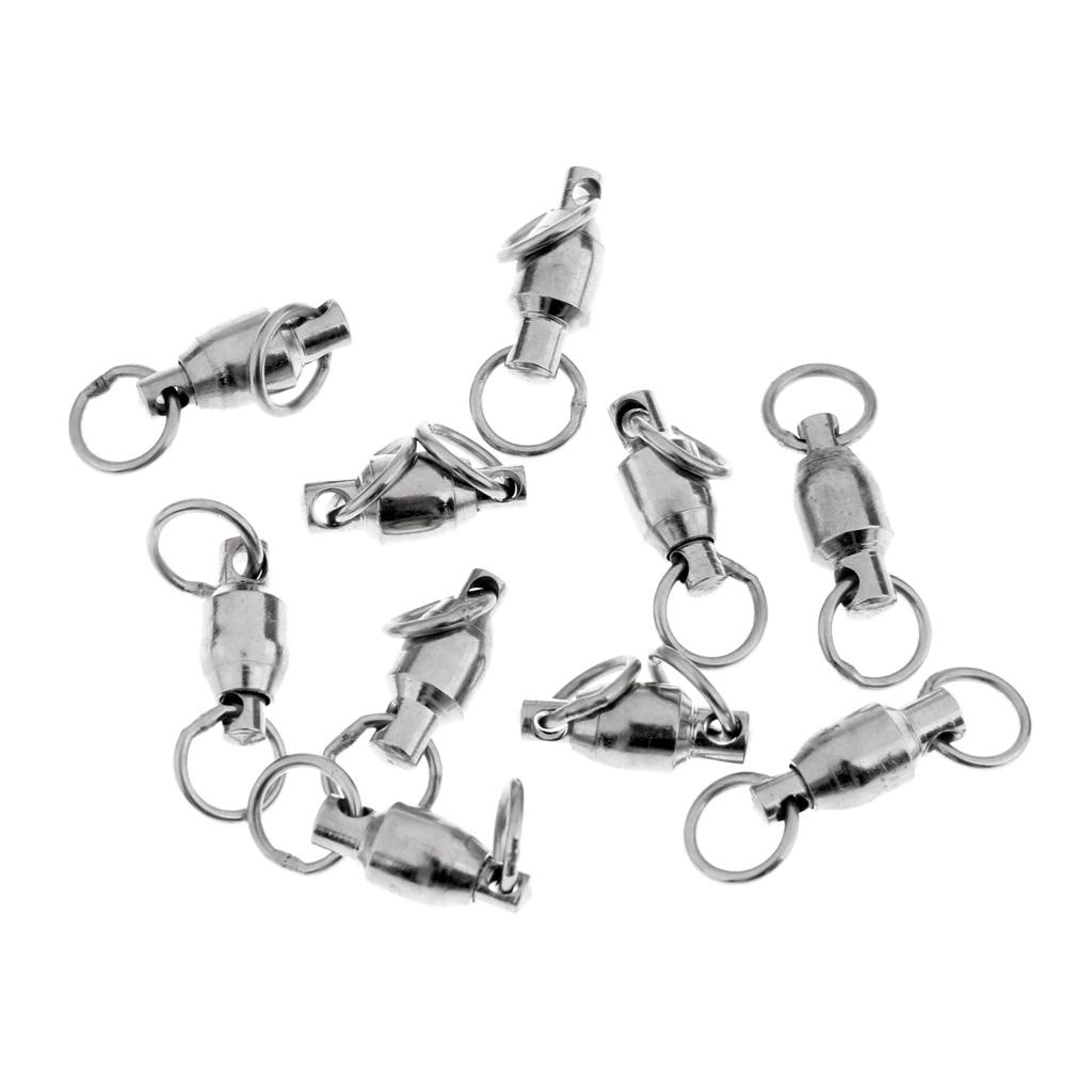 10x Stainless Steel Fishing Ball Bearing Swivel Swivel Solid Rings 2#