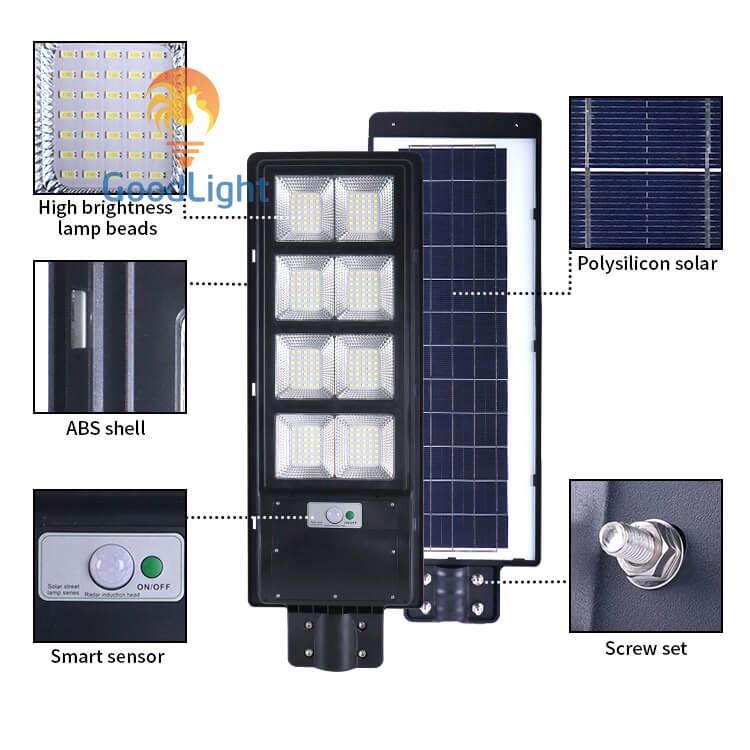 Đèn đường năng lượng mặt trời liền thể 150W/180W ND02 chiếu sáng ngoài trời, chiếu sáng đường phố