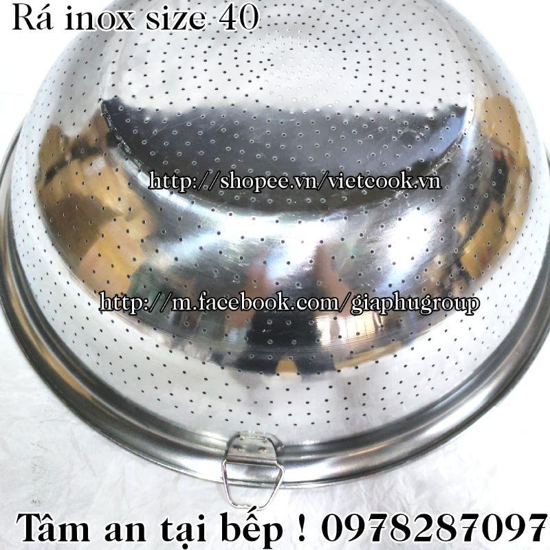 Rá inox size 40 cm loại dầy, rá vo gạo inox cao cấp