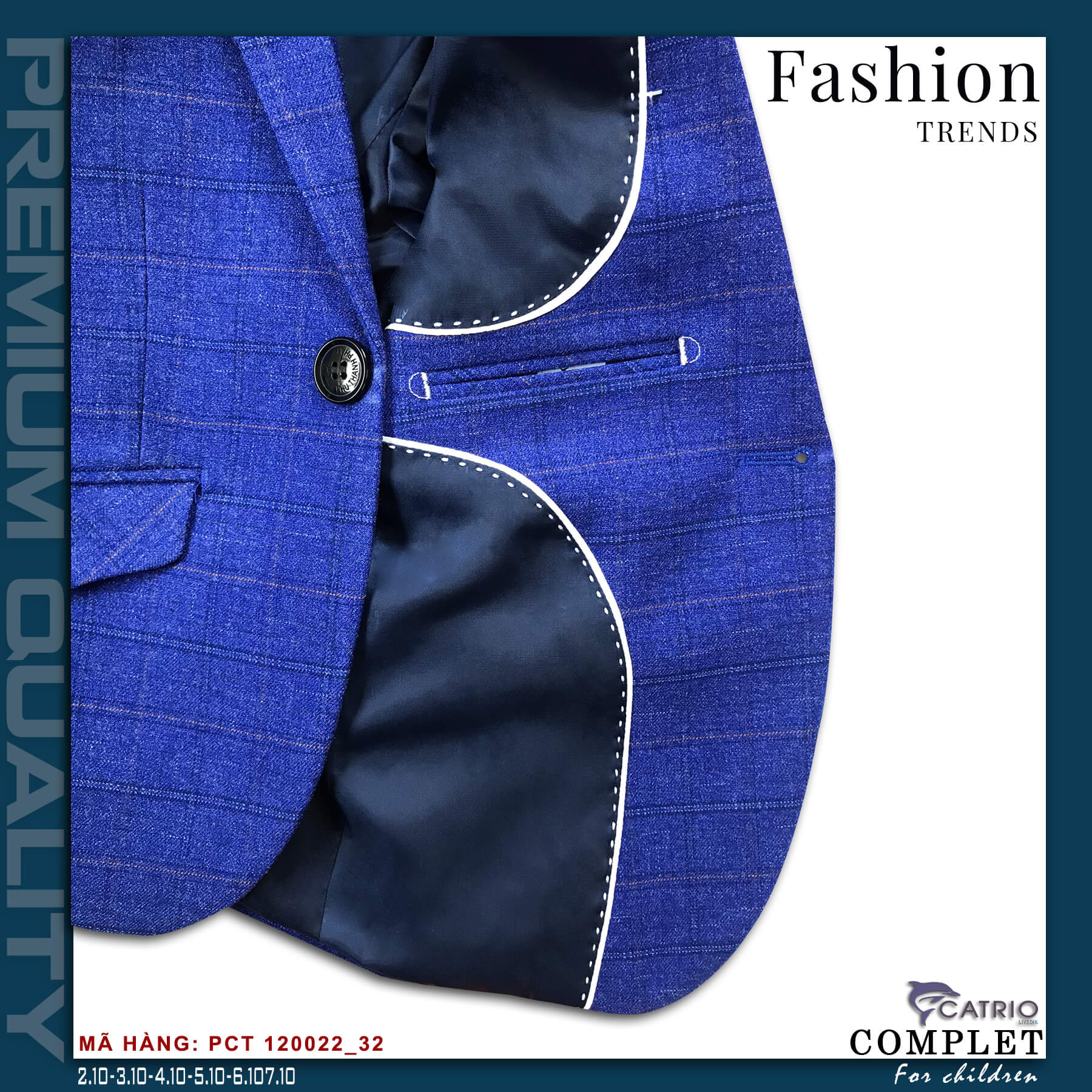 BỘ ĐỒ VEST BÉ TRAI CATRIO PCT120022/32 LÀ COMPLET VESTON TRẺ EM CATRIO TỪ 2 TUỔI ĐẾN 12 TUỔI THUỘC BST QUẦN ÁO TRẺ EM MÙA TIỆC CƯỚI LỄ TẾT SANG TRỌNG NĂM 2021