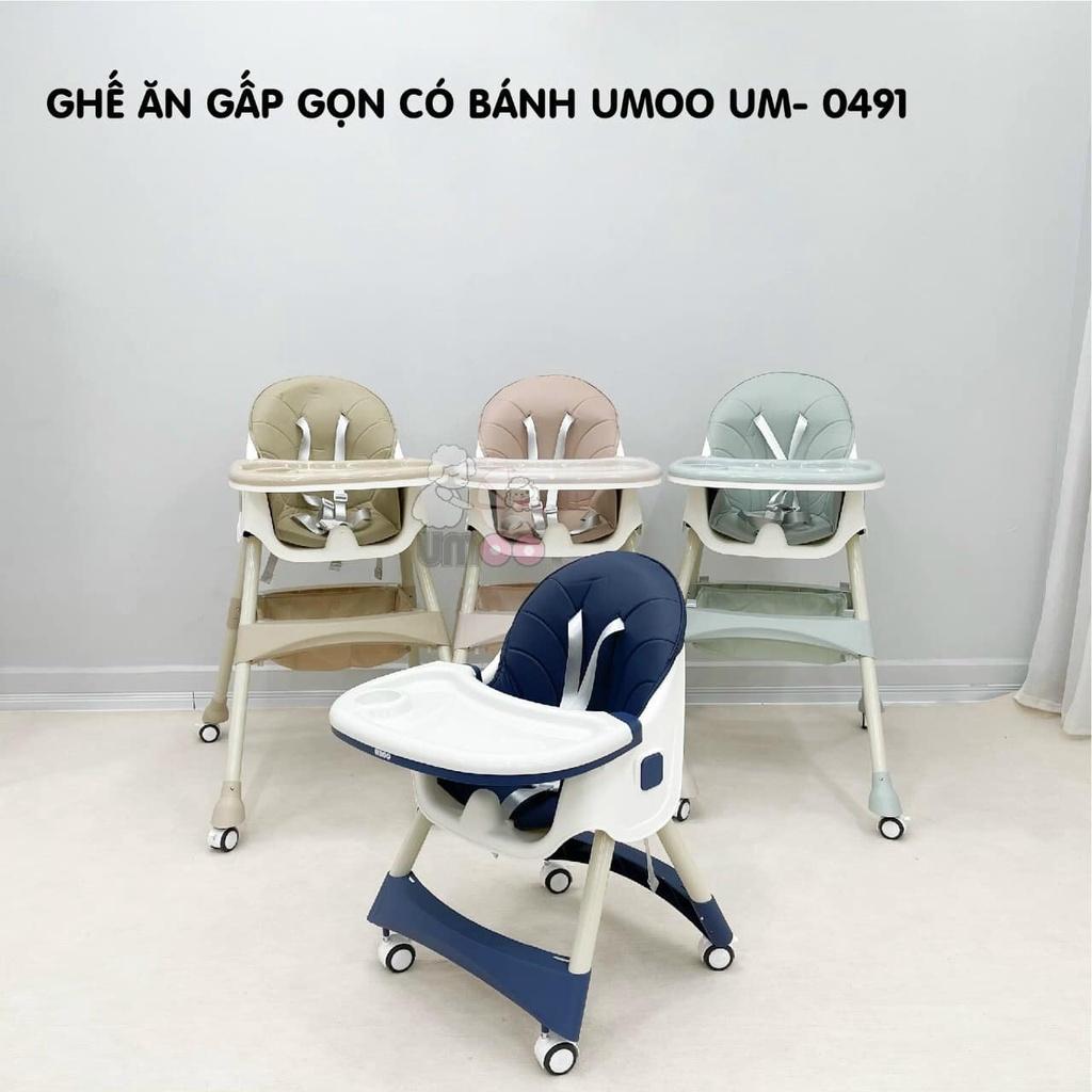 Ghế ăn dặm có bánh xe Umoo UM - 0491 có thêm tính năng gấp gọn mới nhất 2022 | Ghế ăn dặm cho bé