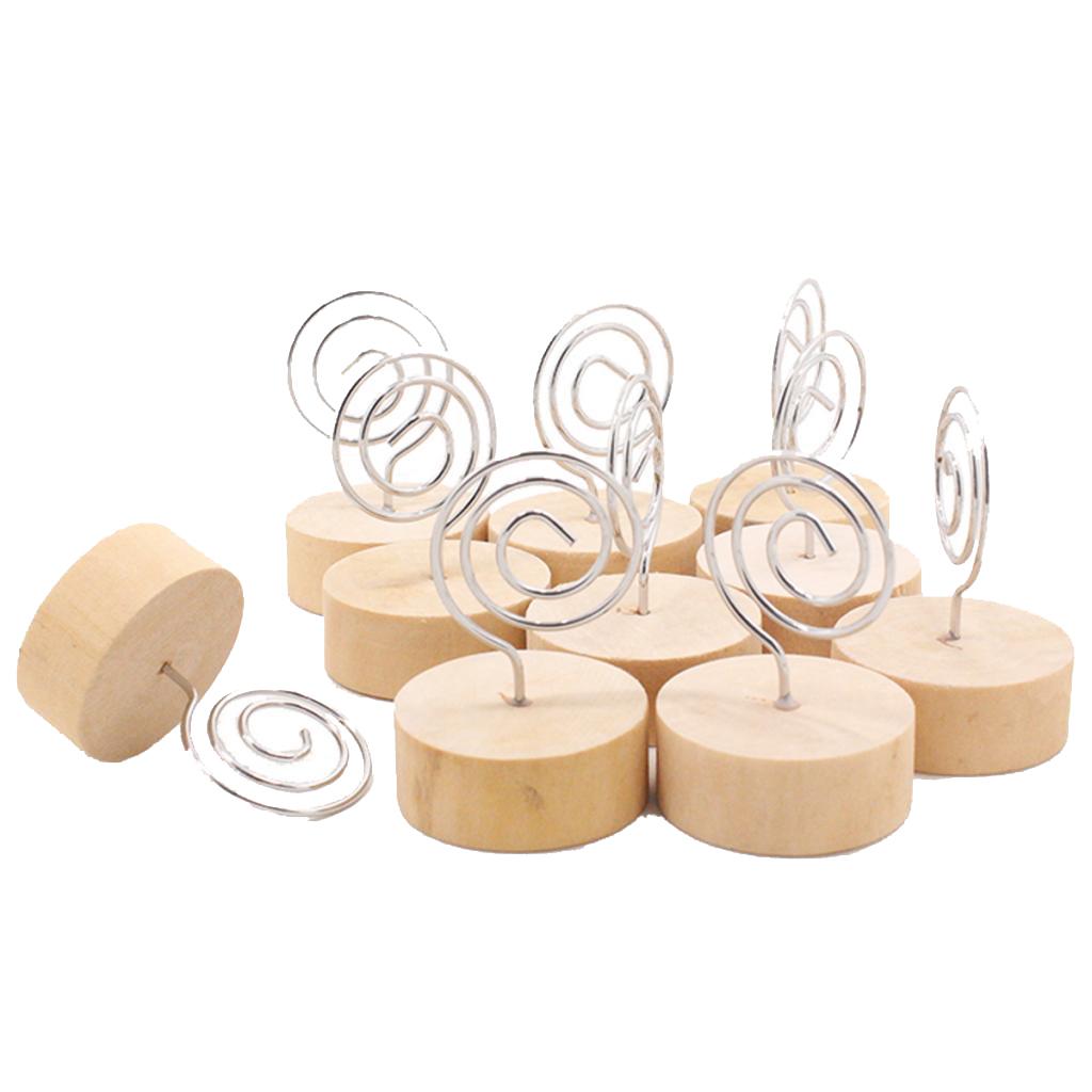 10pcs Wooden Base Place Card Holder Wedding Party Table Name Card Clip