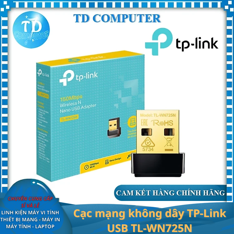Cạc mạng không dây TP-Link USB TL-WN 725N Nano - Hàng chính hãng FPT phân phối