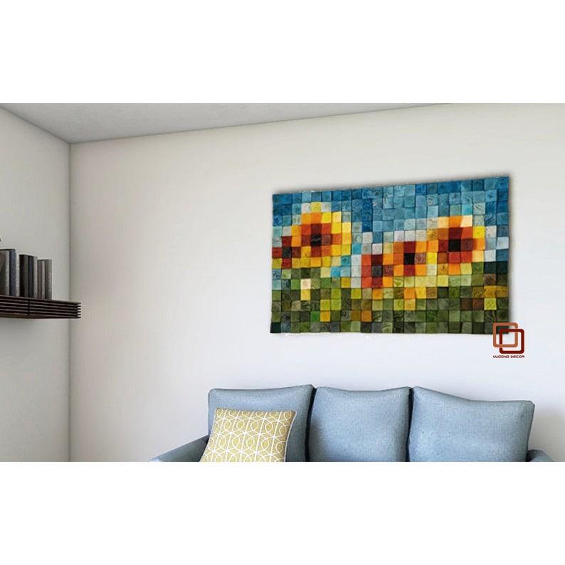 Tranh gỗ trang trí 3D HOA HƯỚNG DƯƠNG - KÍCH THƯỚC 40X60cm