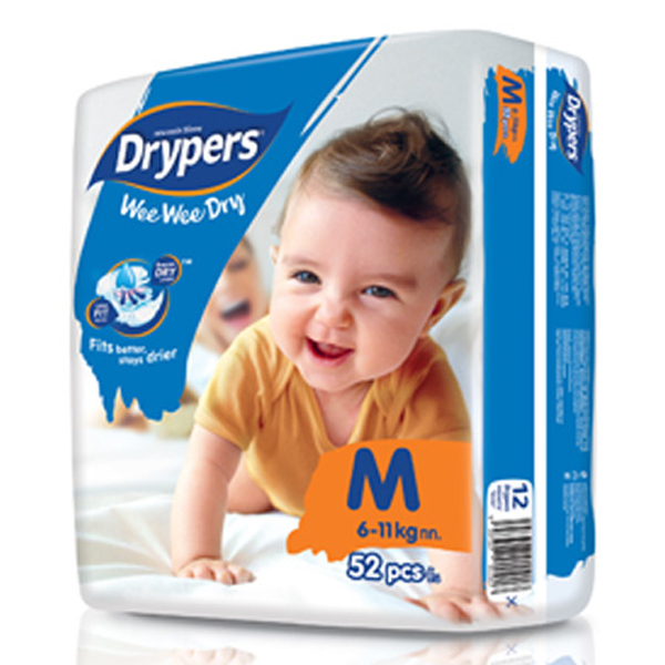 Tã dán trẻ em Drypers Wee Wee Dry M 52 miếng (6 - 11kg)