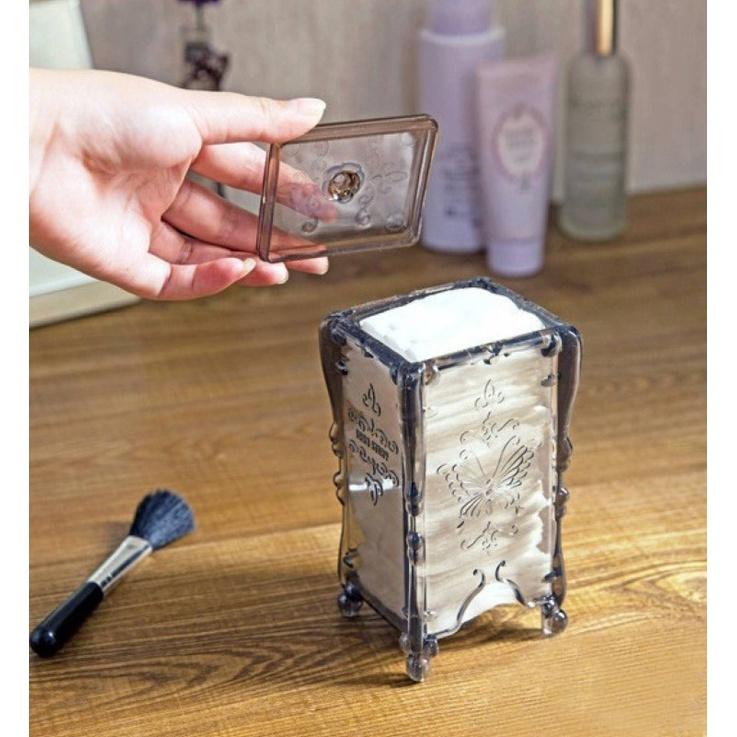 Hộp Đựng Bông Tẩy Trang Có Nắp Đậy Trang Điểm Mini Chống Bụi Cao Cấp H027