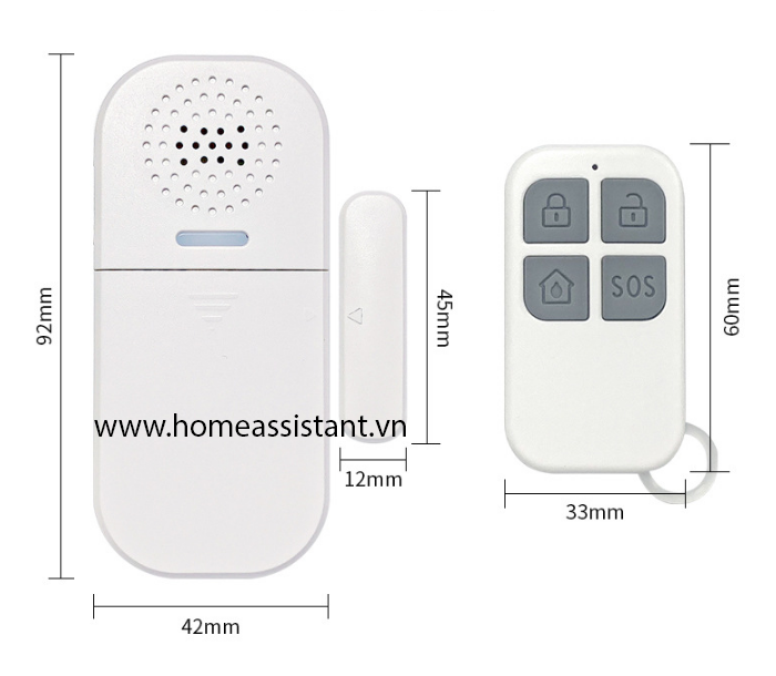 Cảm Biến Báo Động Mở Cửa Má Từ Có Remote RF 433Mhz DS02