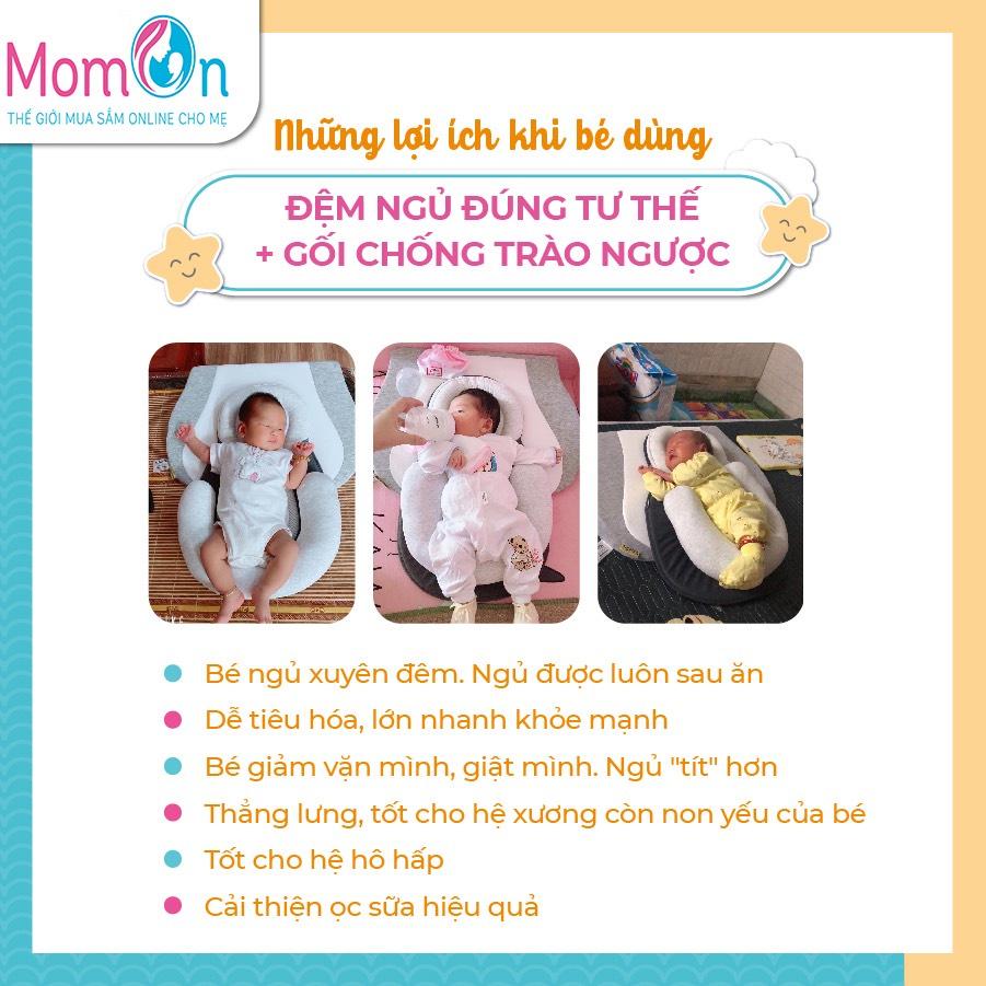 Combo Đệm Ngủ Cho Bé + Gối Chống Trào Ngược MomOn &quot;lõi cao su&quot;