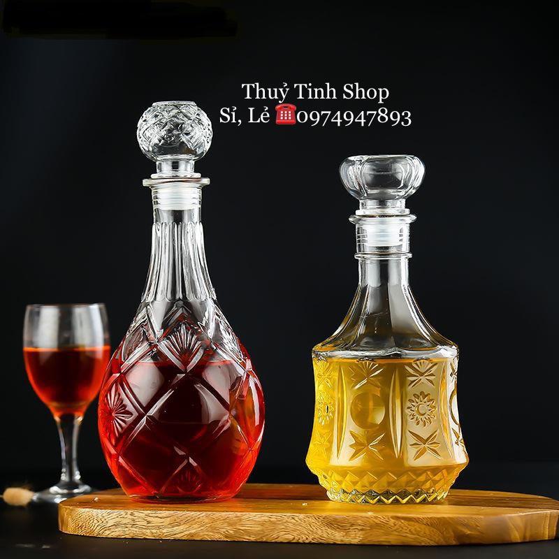 Chai, Bình Đựng Rượu Thủy Tinh Đẹp Cao Cấp 750ml. Mẫu số 1